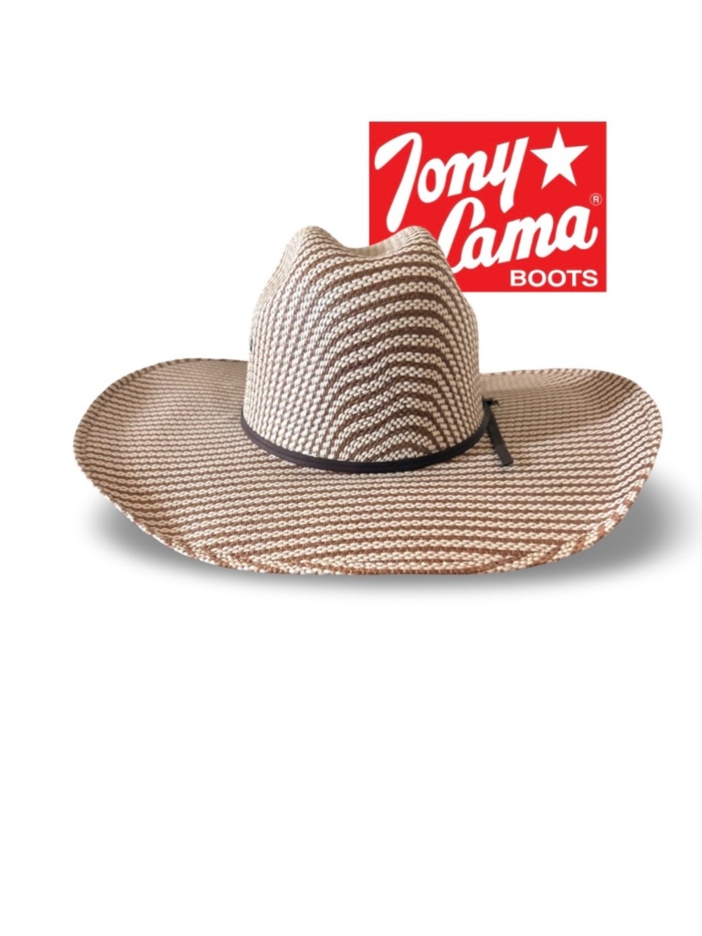 🤠 Tony Lama 25X Premium Striped Straw Cowboy Hat • Size 6 7/8  • NWOT